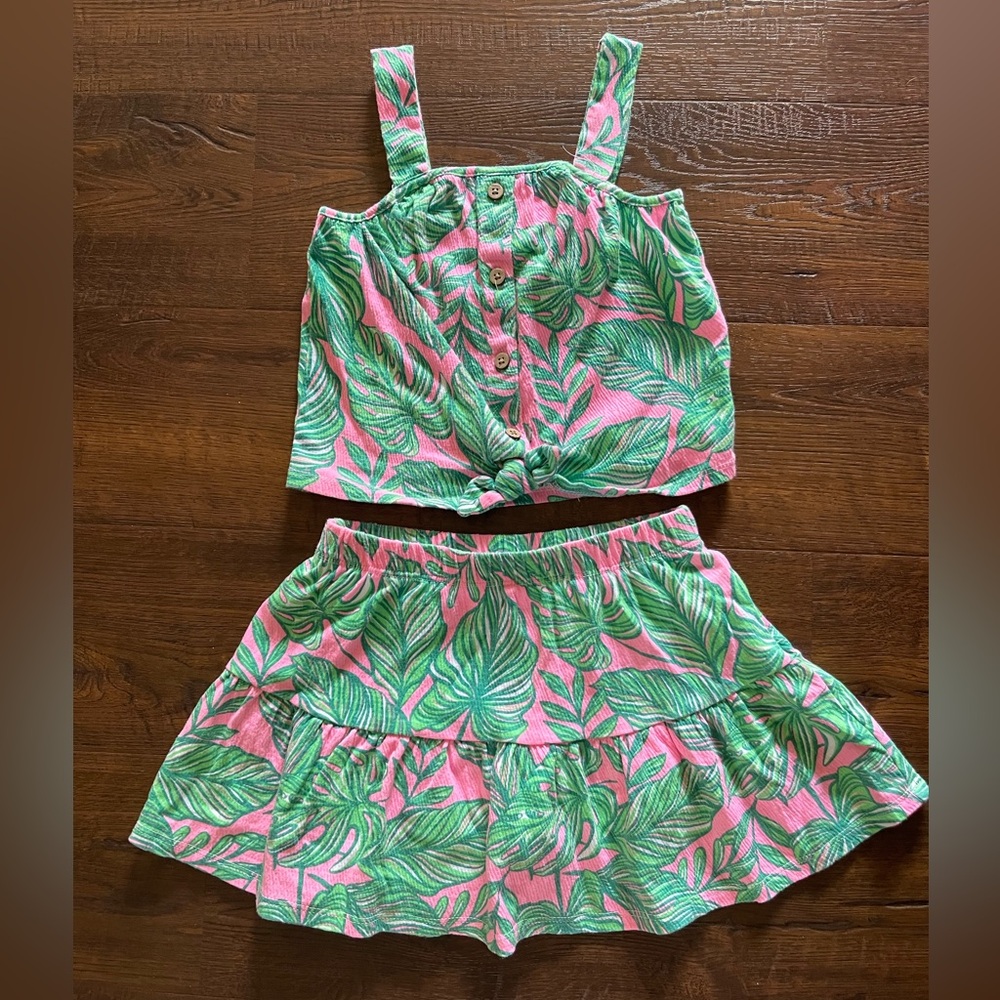 Tommy Bahama Green and Pink Leaf Print Set